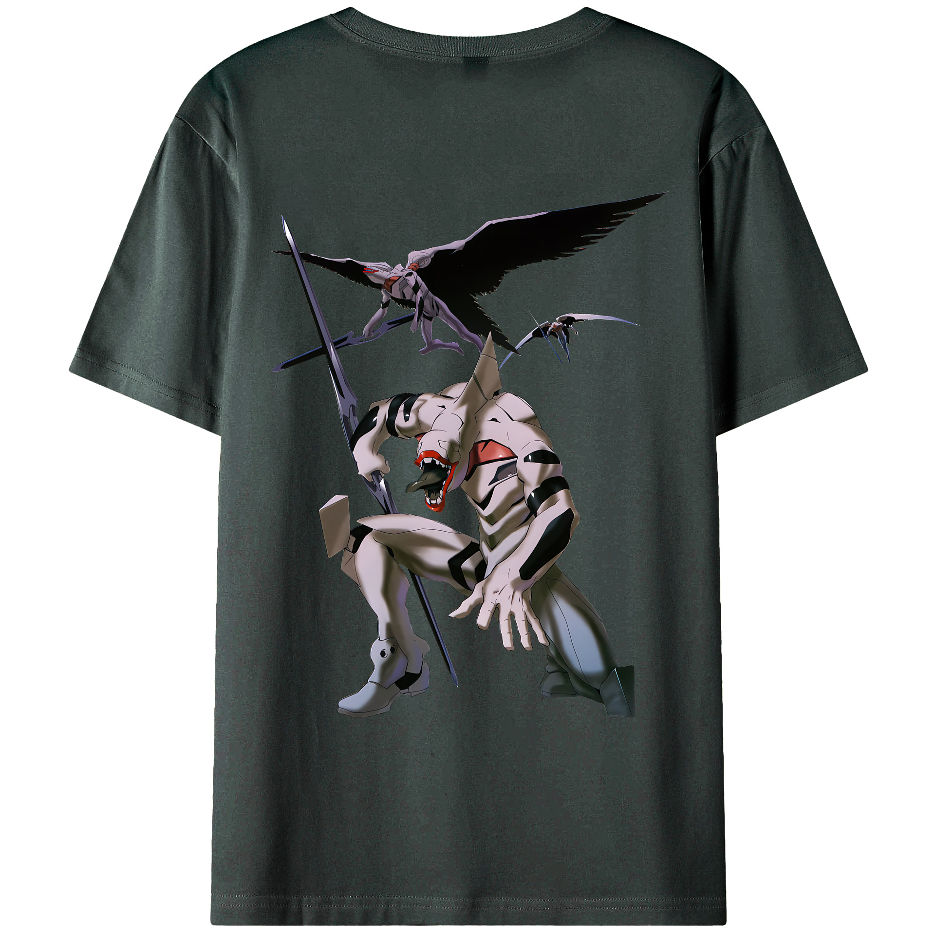 （画像用） EVA 新世紀エヴァンゲリオン 綿100％ メンズ半袖Tシャツ（バックプリント） 通気性